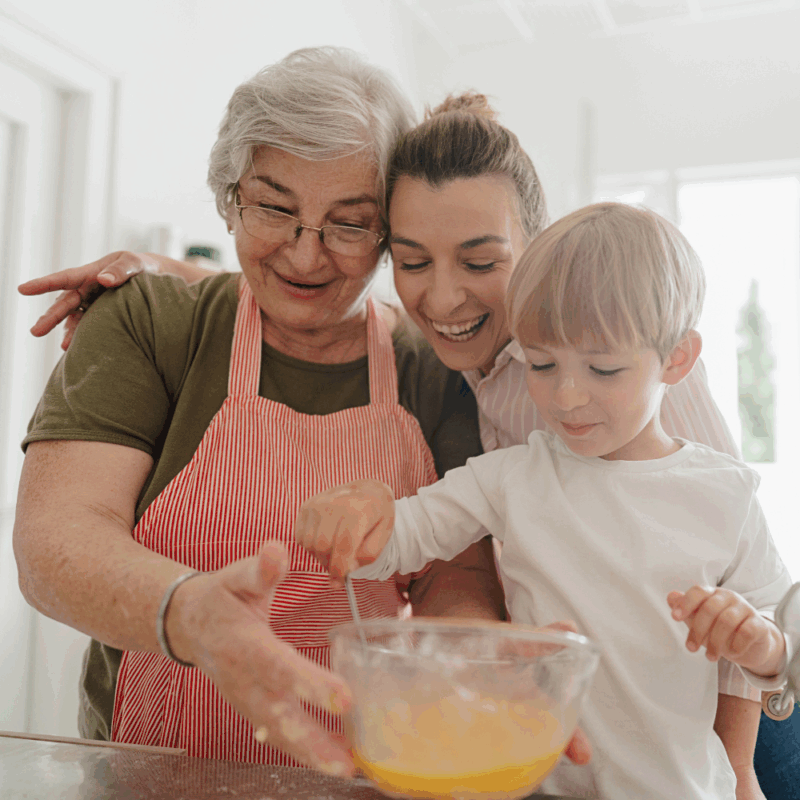 Grandma's inherited home, grandma and daughter cooking together